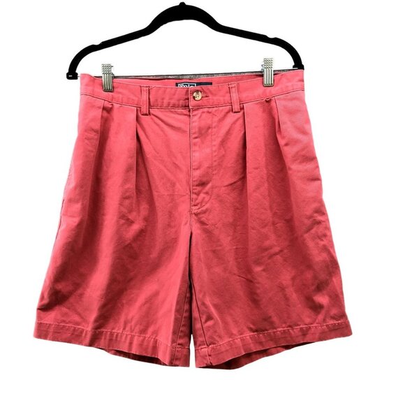 VTG Polo Ralph Lauren Tyler Fit Chino Shorts Mens Size 32 Pleated Front Salmon - Picture 1 of 8